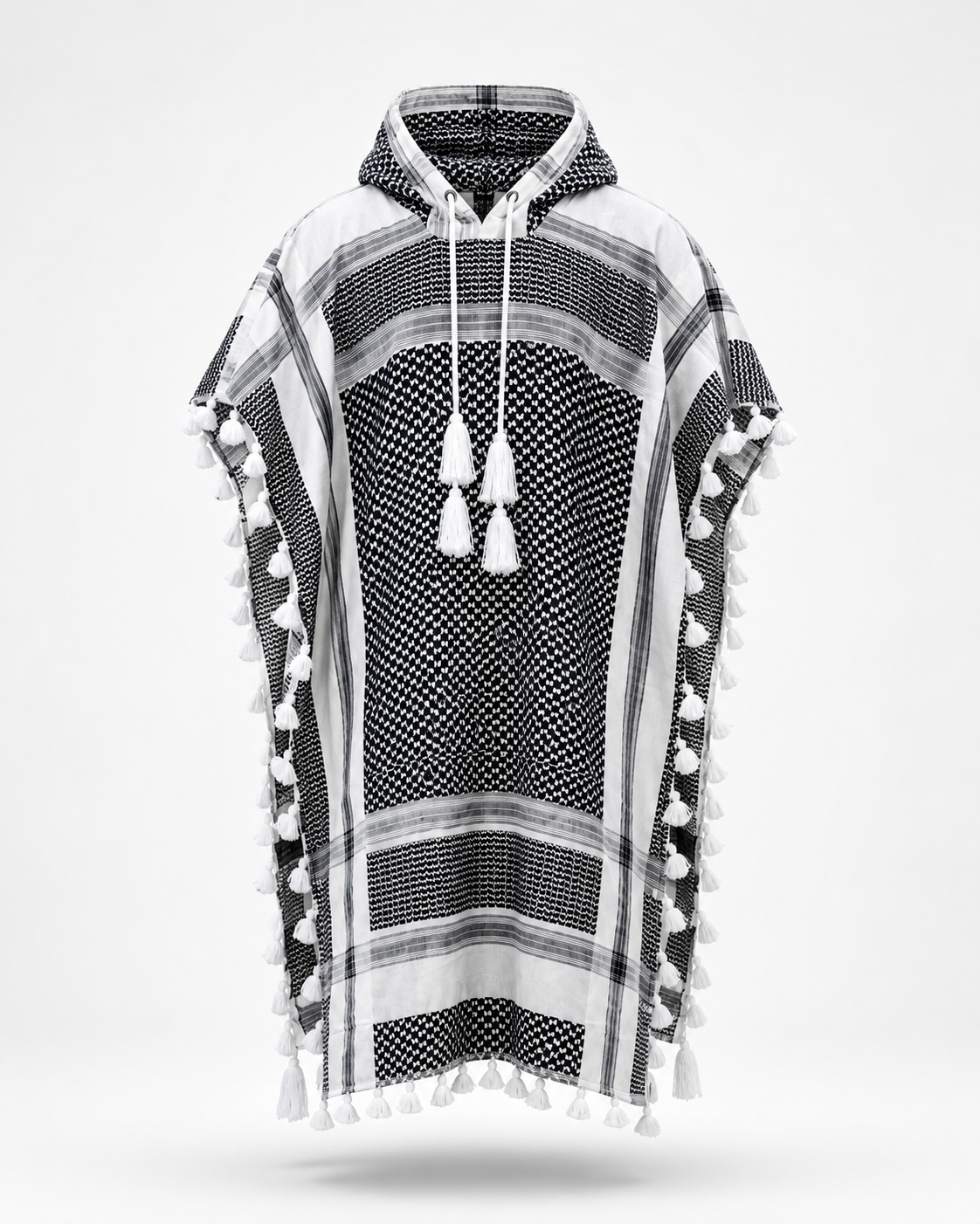 Keffiyeh Poncho Black view 1