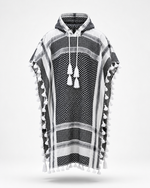 Keffiyeh Poncho Black view 1