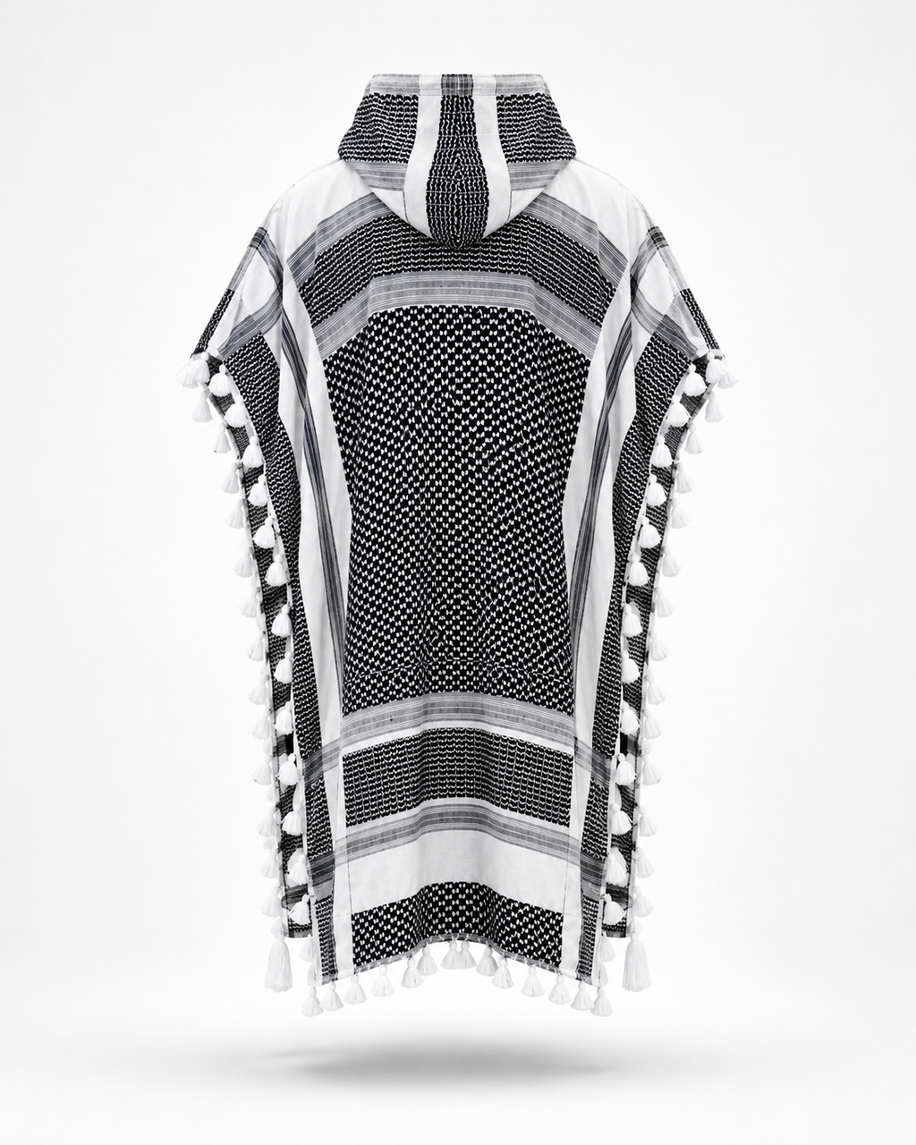 Keffiyeh Poncho Black view 3