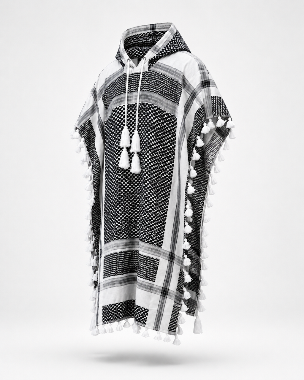Keffiyeh Poncho Black view 2