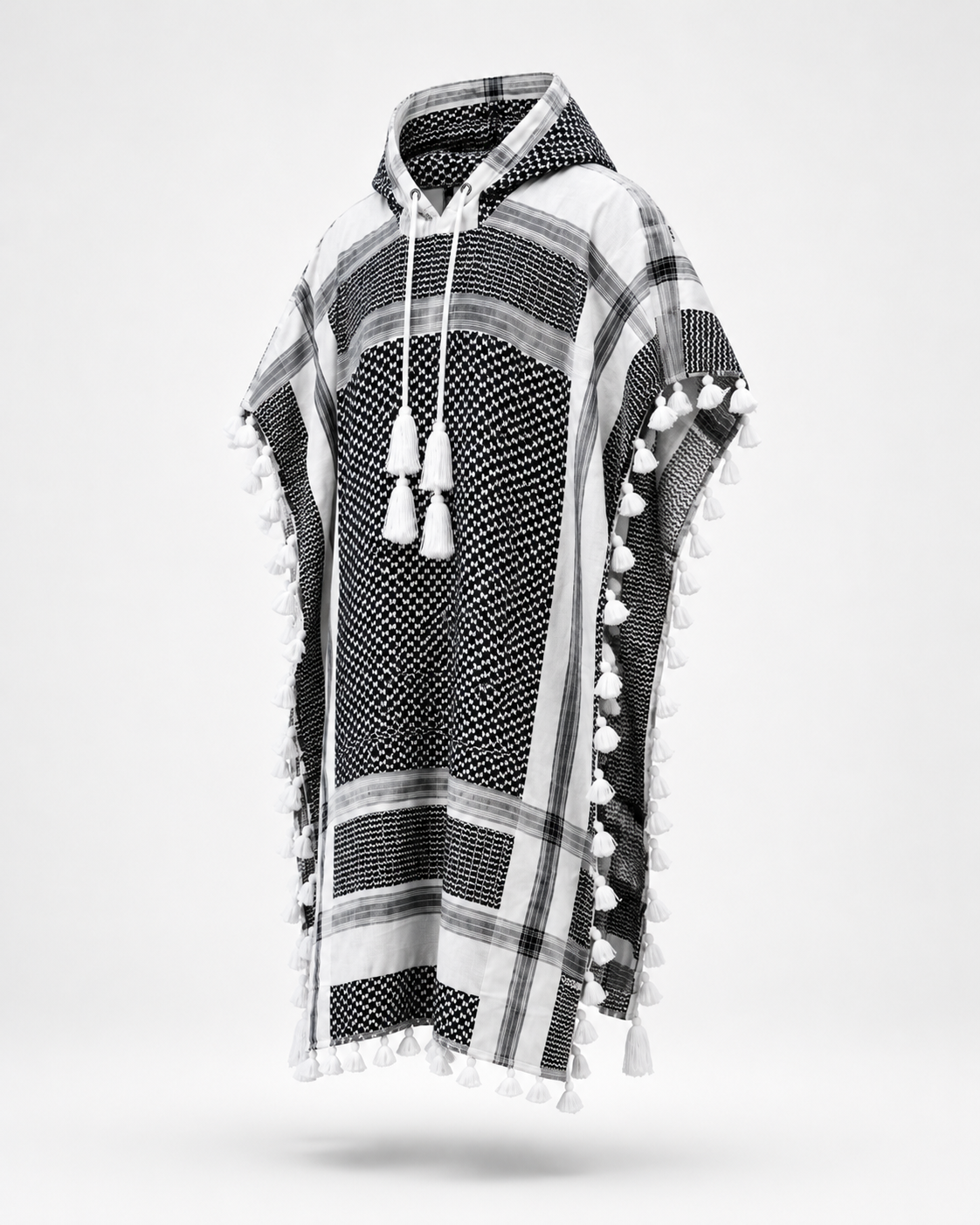 Keffiyeh Poncho Black view 2