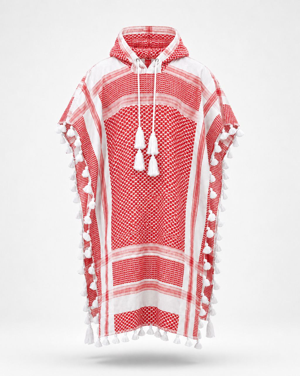 Keffiyeh Poncho Red view 1