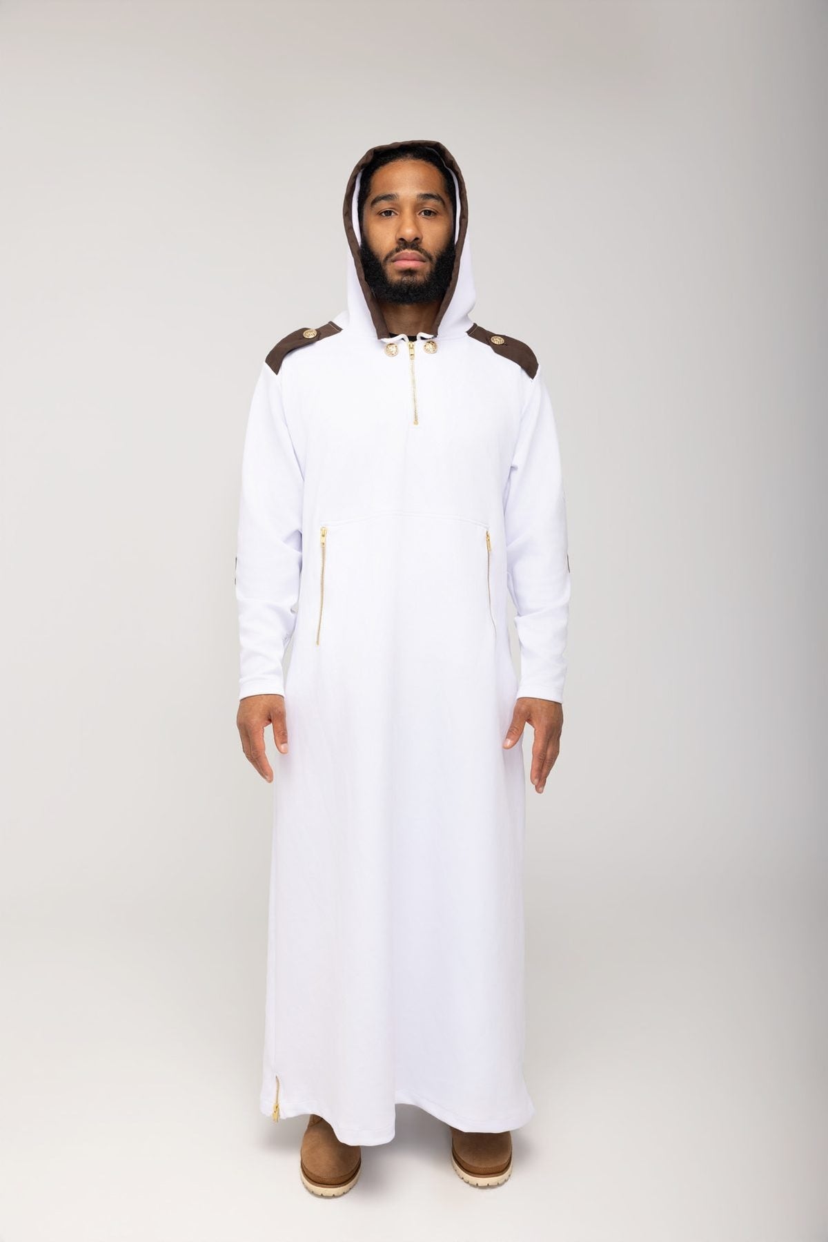 Hooded Thobe White model photo 1