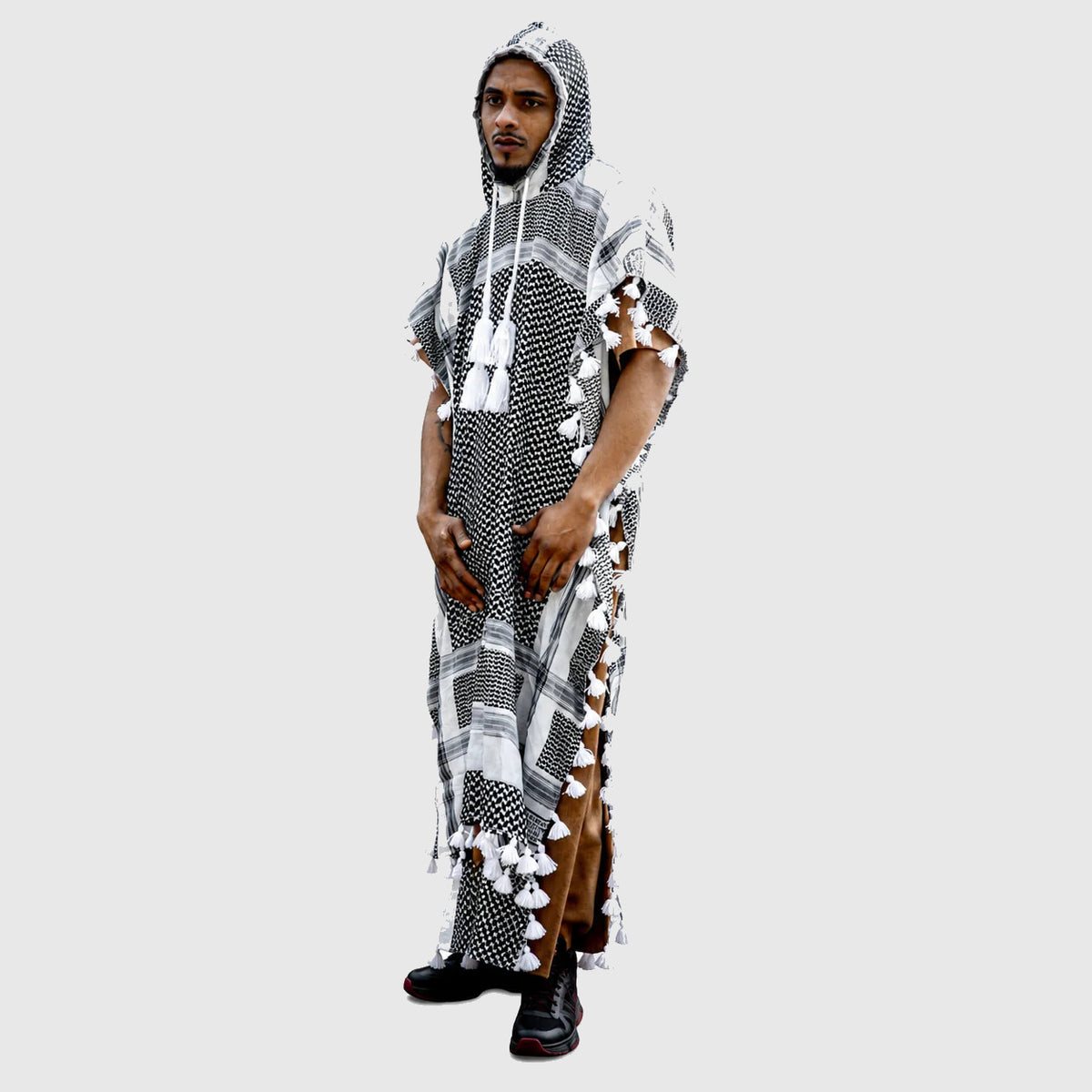 Keffiyeh Poncho Black view 5